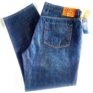 Mens CHAPS Straight Fit Dark Blue Jeans Size 38 IL 30 (On The Tag)